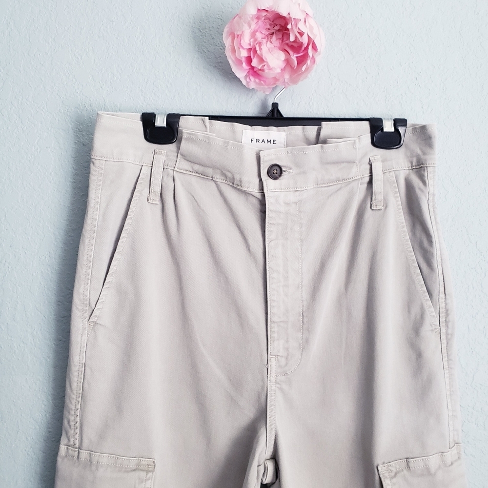 Frame Denim Washed Out Pale Olive Safari Belted Cargo Pants - Picture 5 of 9